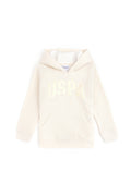Girls' Cream Hooded Basic Sweatshirt