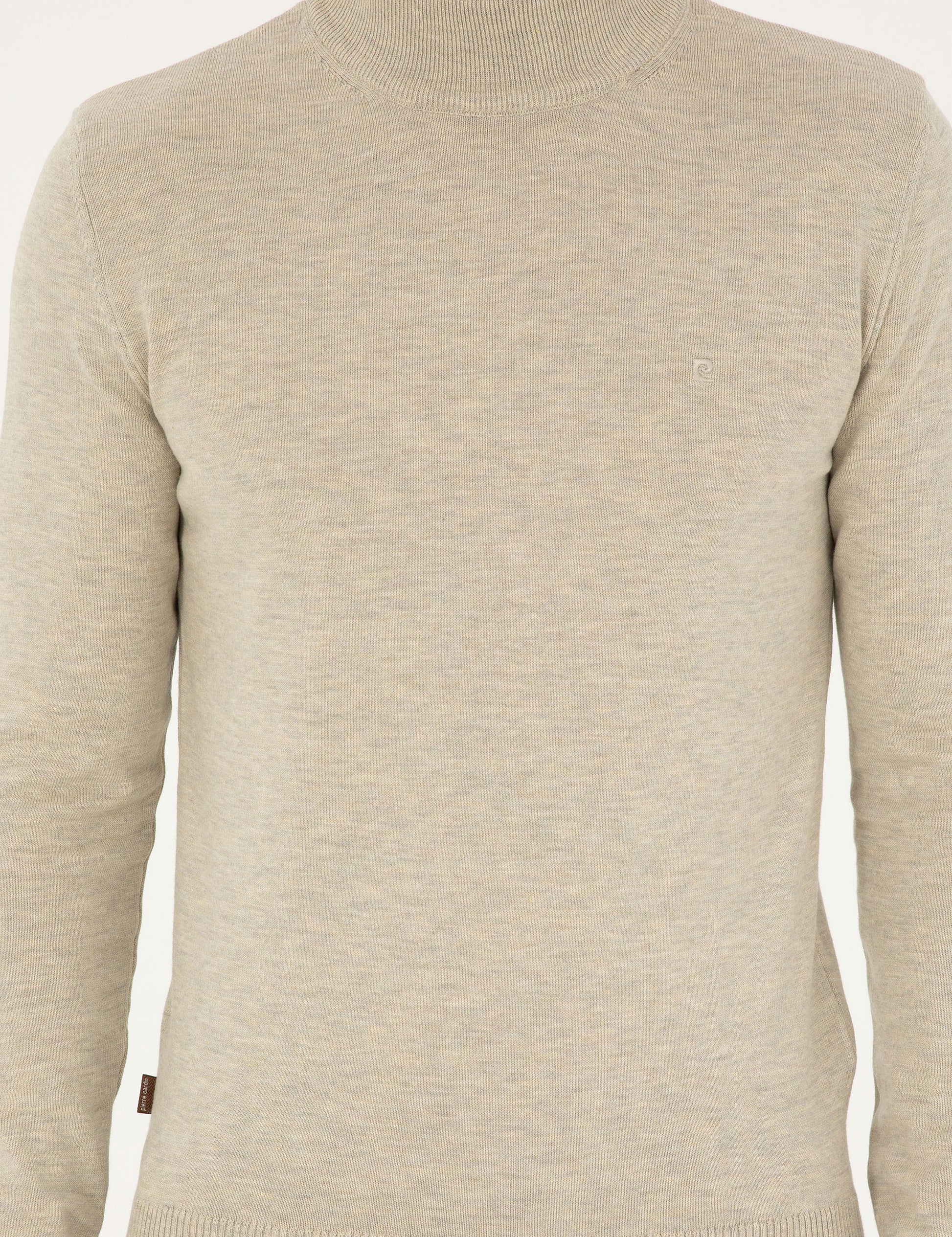 Sand Melange Slim Fit Half Turtleneck Basic Knitwear Sweater