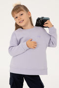 Girls' Lilac Basic Chiffon Crew Neck Sweatshirt