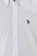 Men's Blue Printed White Shirt