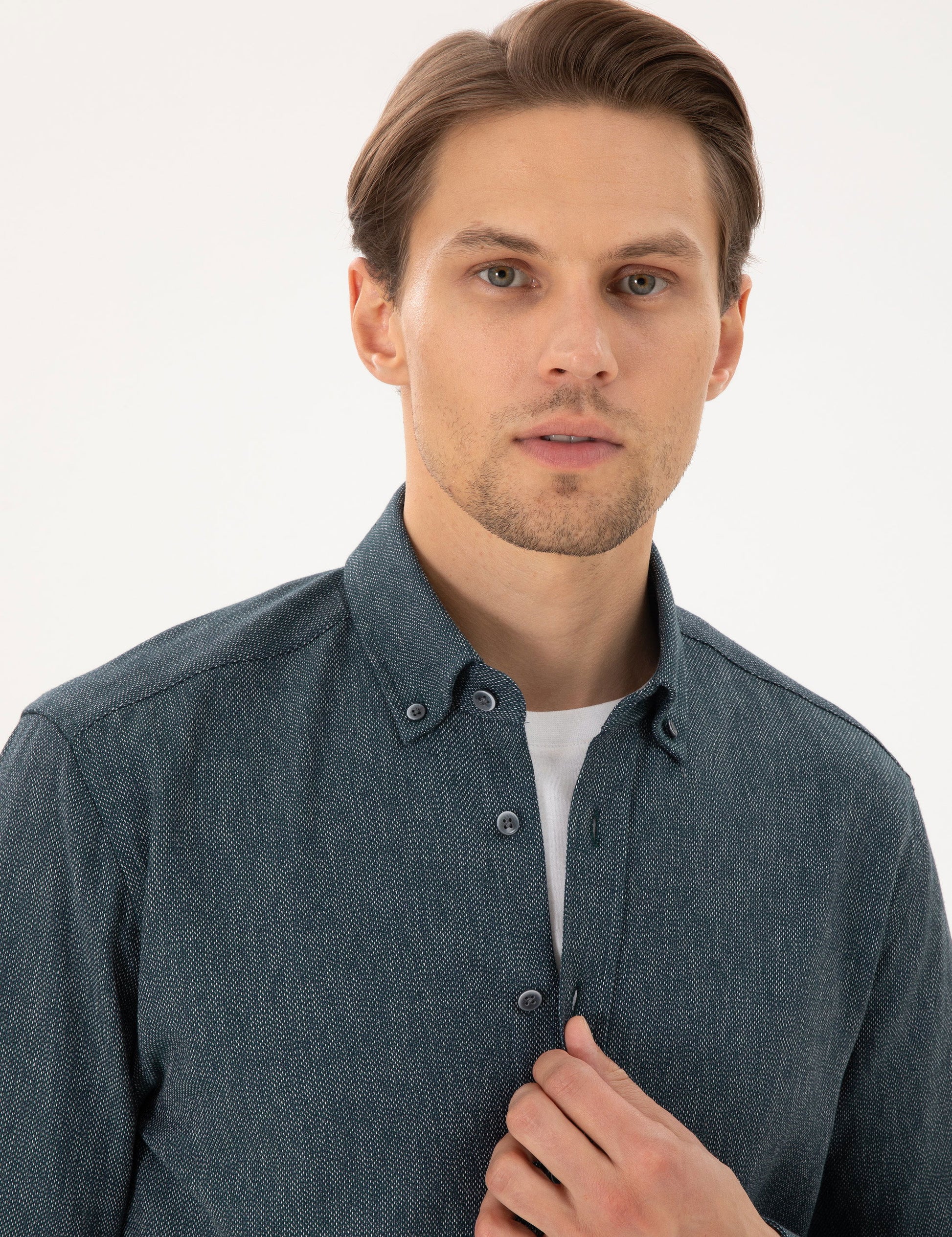 Green Regular Fit Long Sleeve Oxford Shirt