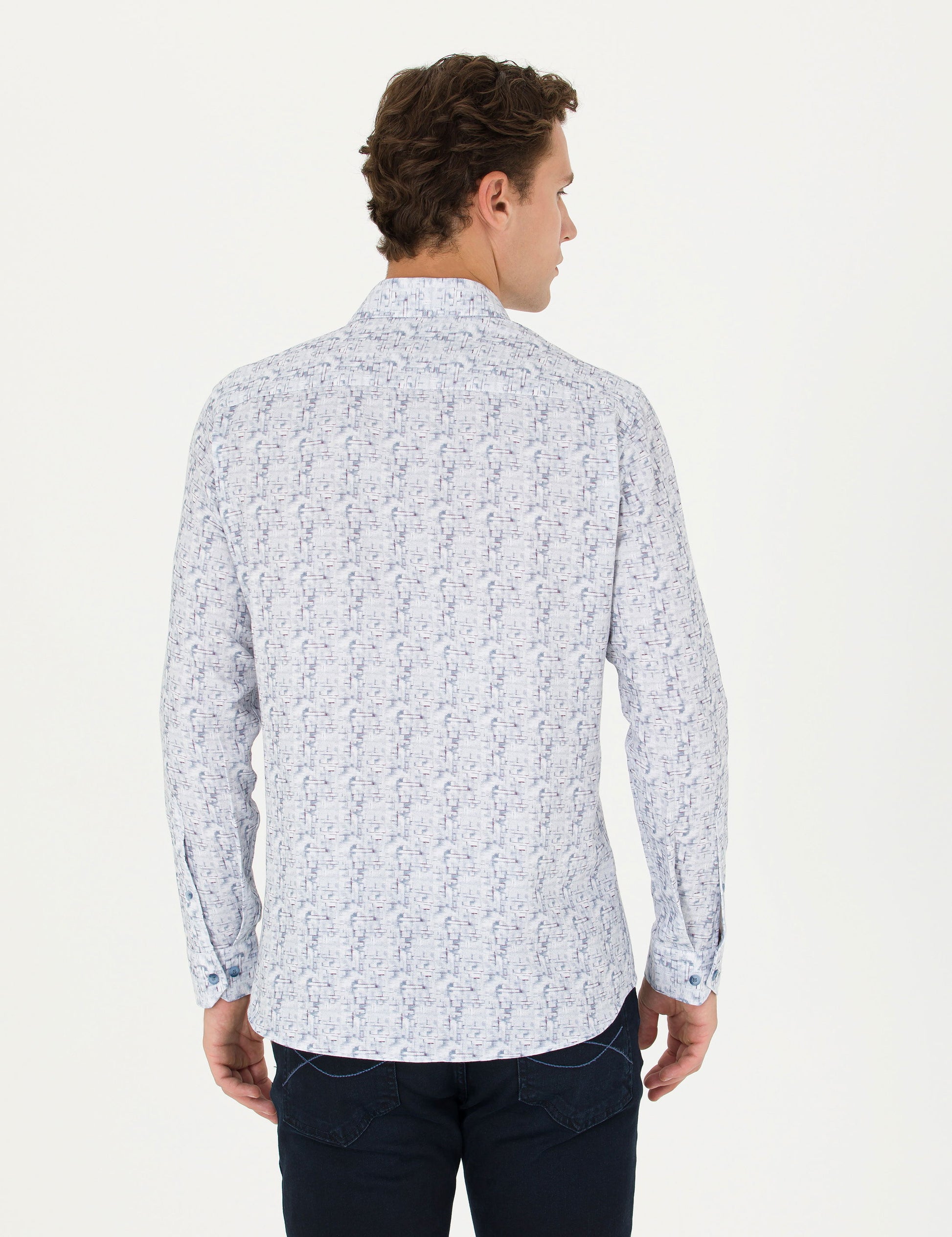 Blue Slim Fit Long Sleeve Shirt