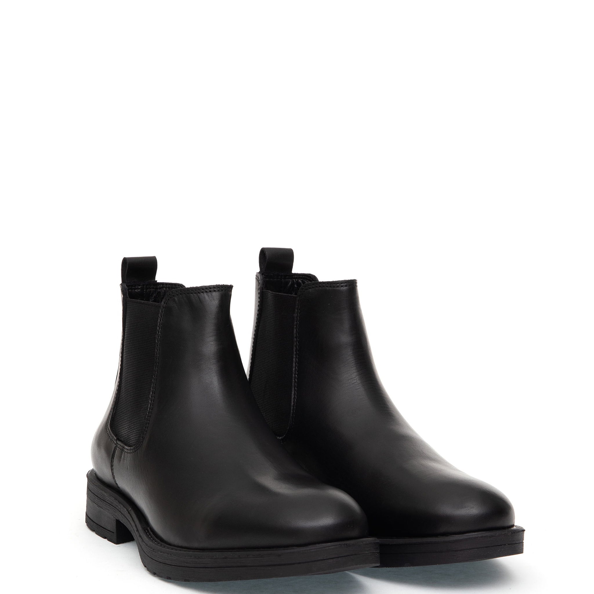 Black 100% Leather Rubber Sole Chelsea Boots