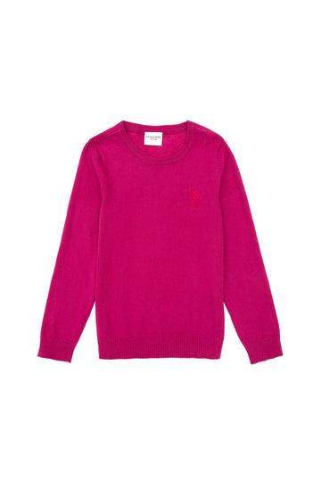 Girl's Fuchsia Basic Sweater
