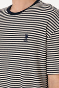 Men's Comfort Fit Crew Neck Navy Knit Patterned T-Shirt