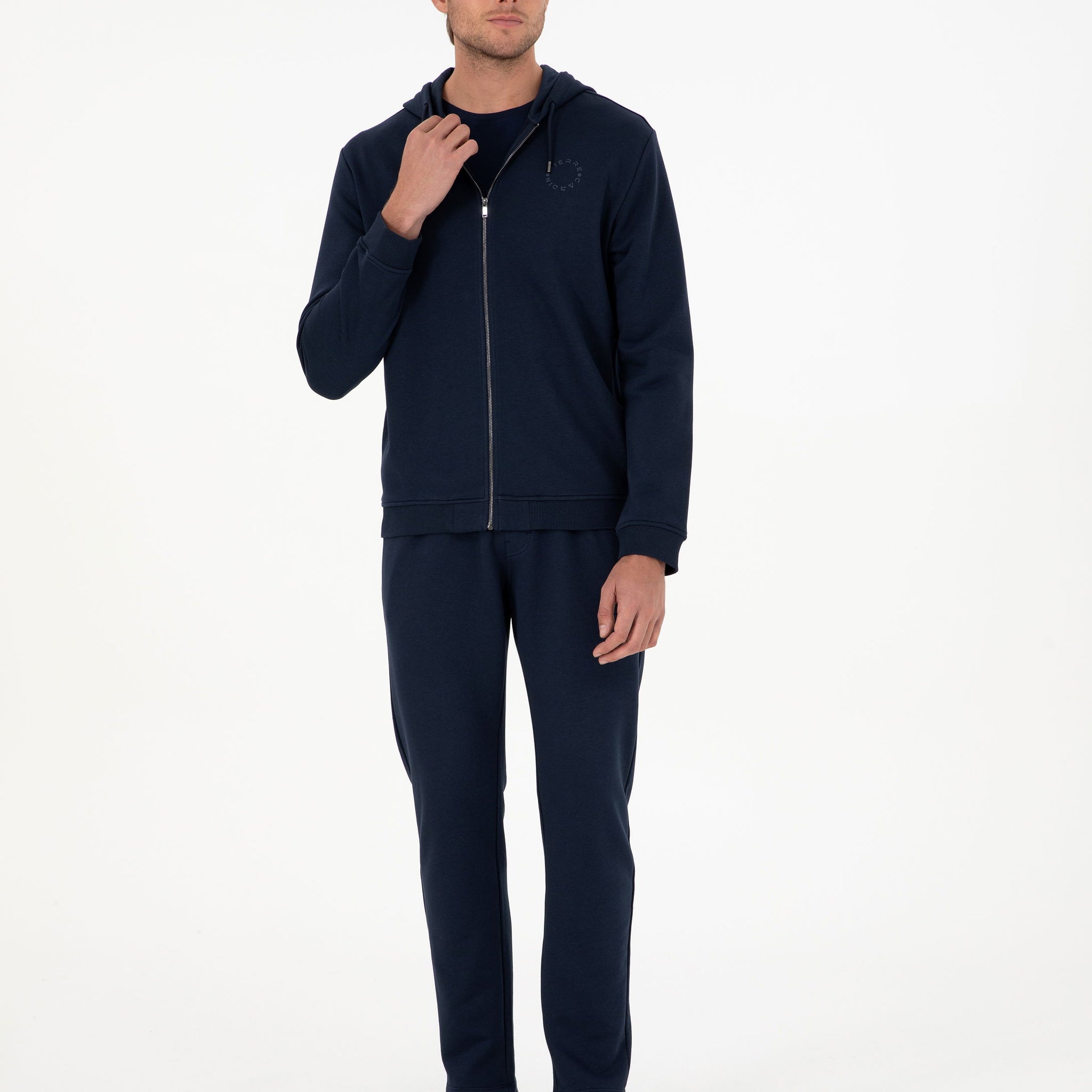 Navy Blue Slim Fit Straight Leg Sweatpants