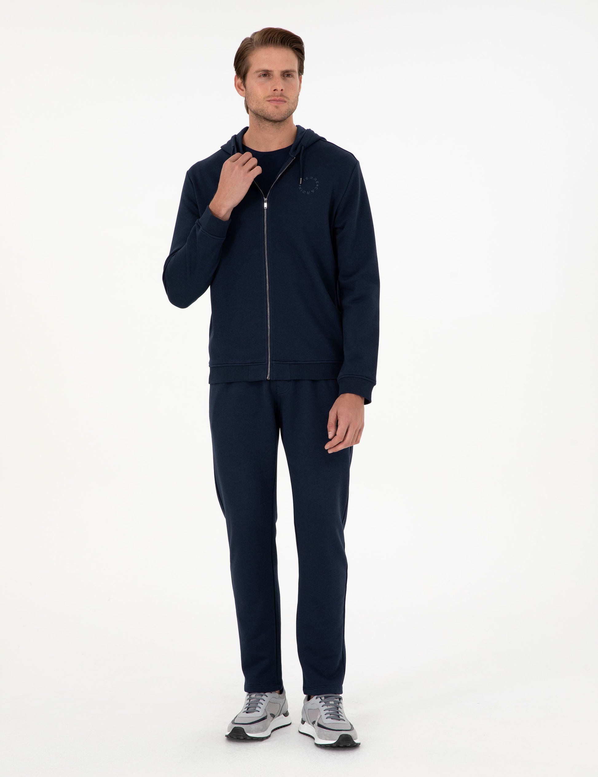 Navy Blue Slim Fit Straight Leg Sweatpants