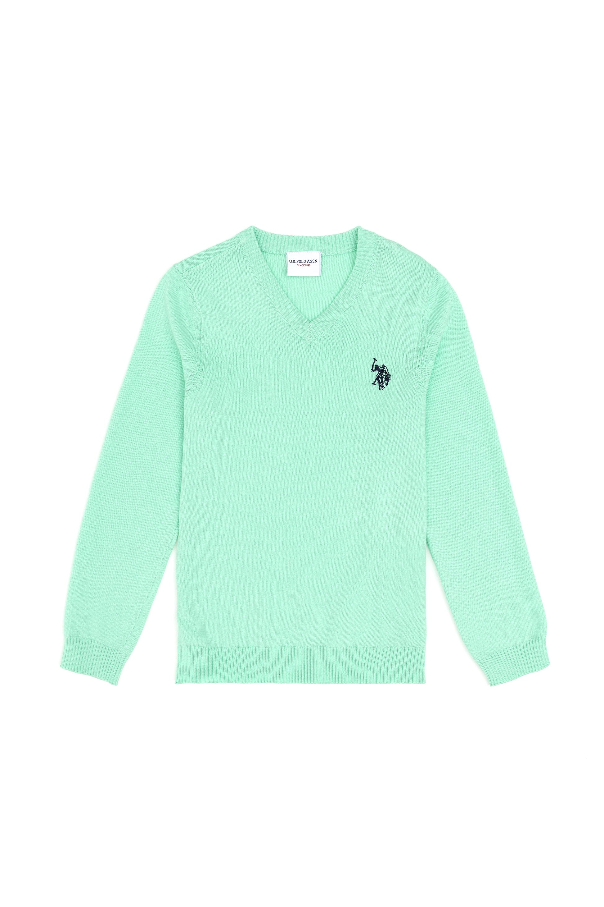 Boys' Mint Basic V Neck Sweater