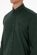 Men's Dark Green Long Sleeve Basic Shirt