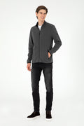 Regular Fit Anthracite Fleece Zipper Basic Cardigan