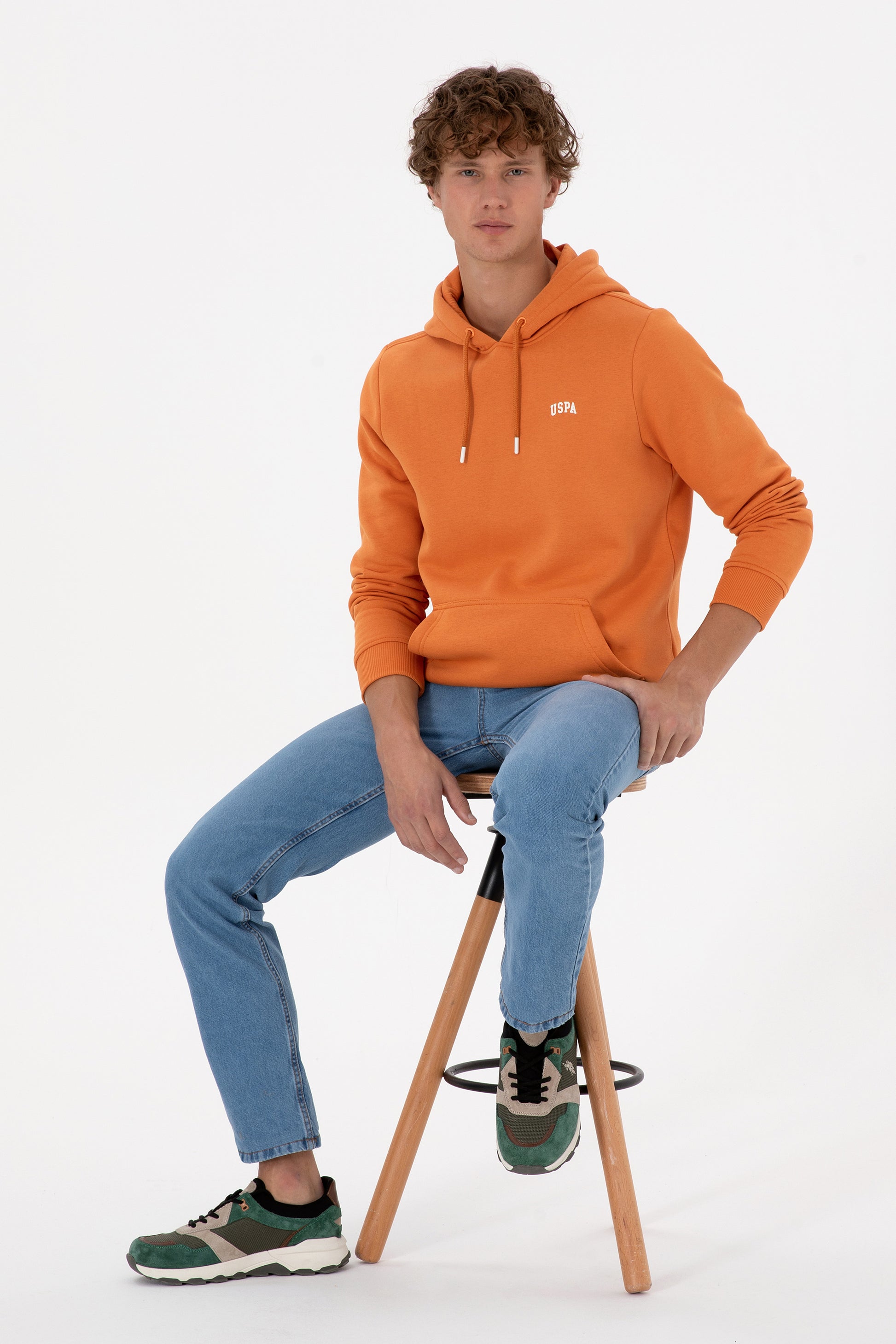 Erkek Regular Fit Kapüşonlu Bakır Basic Sweatshirt