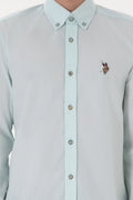 Men's Water Green Long Sleeve Basic Shirt