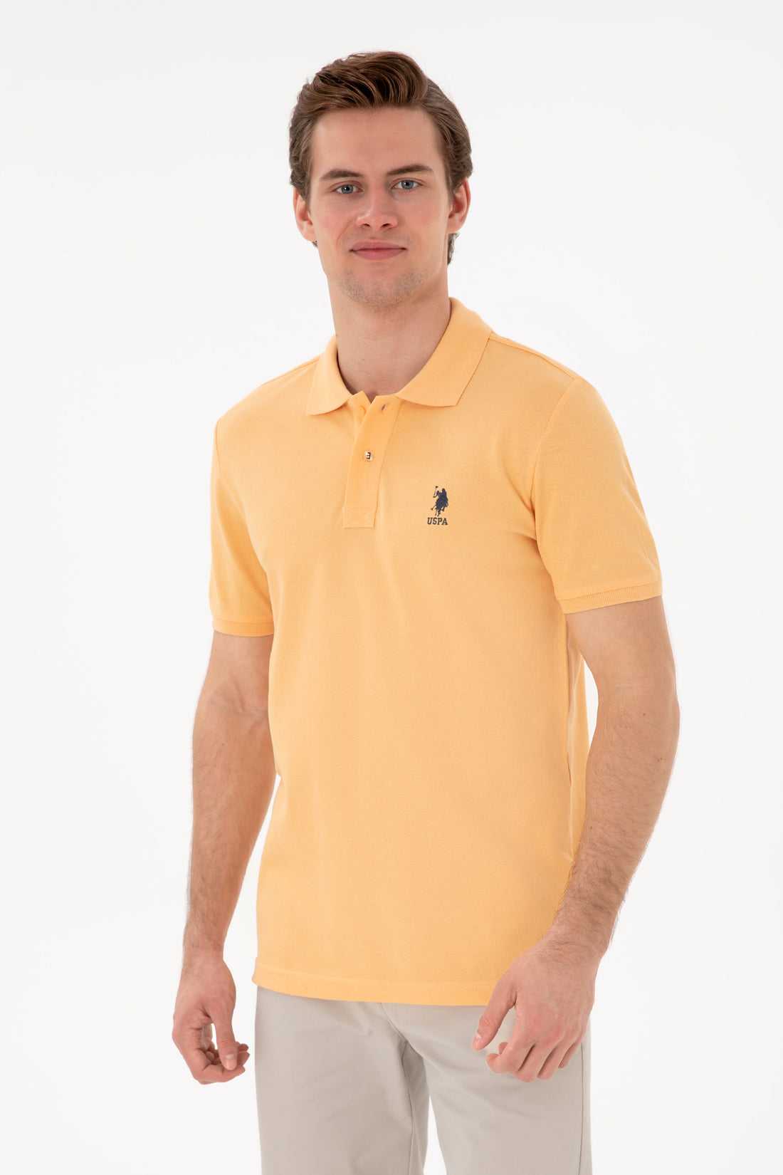 Men's Slim Fit Polo Neck Melon Basic T-Shirt