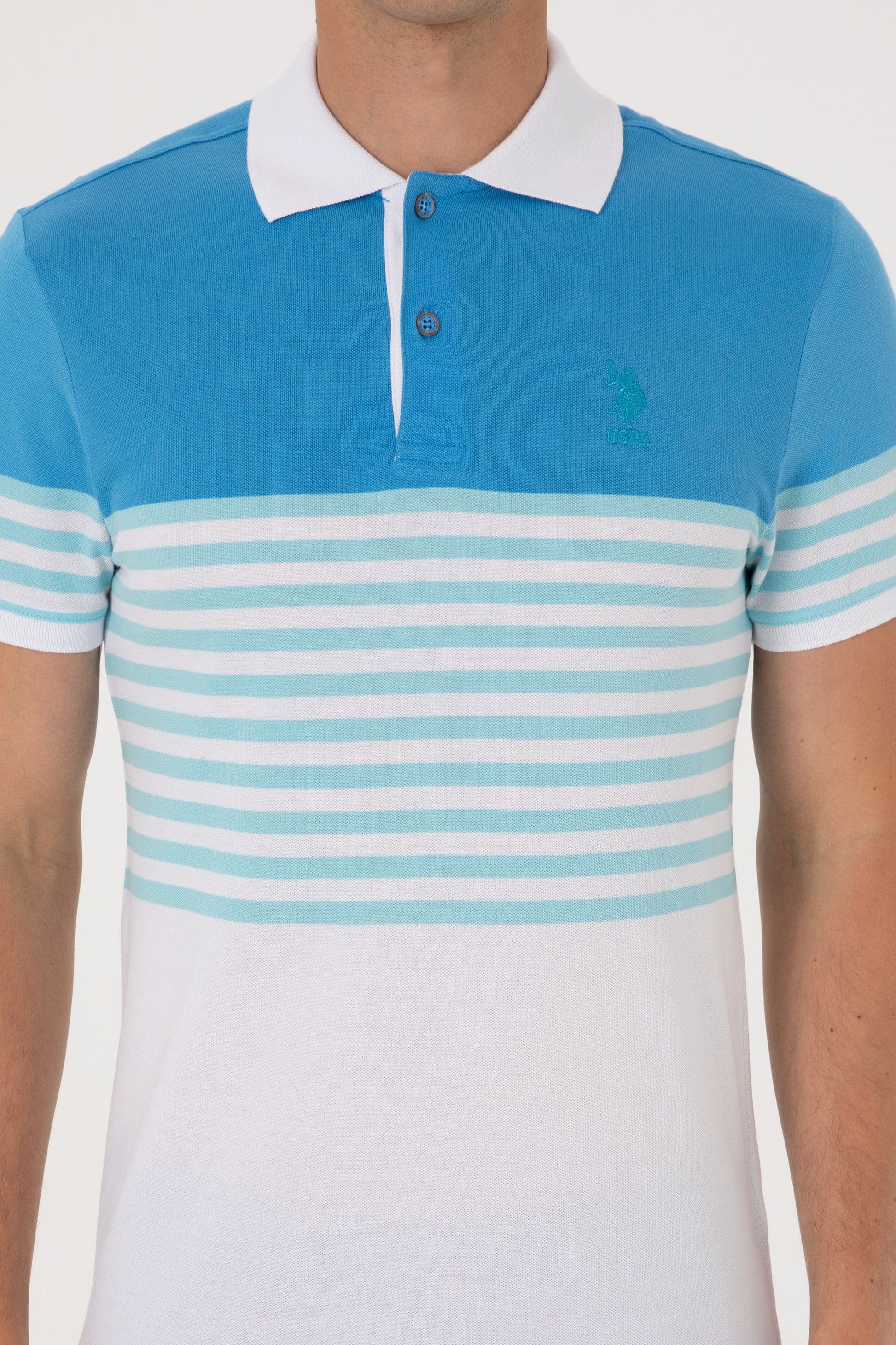 Men's Regular Fit Polo Neck Turquoise T-shirt