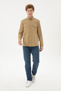 Men's Khaki Long Sleeve Shirt