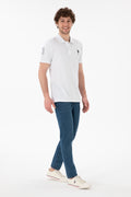Men's Slim Fit Polo Neck White Basic T-Shirt