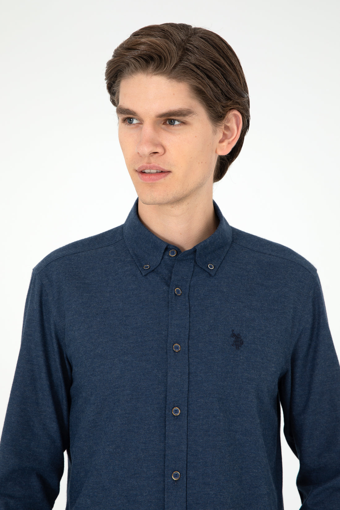 Men's Navy Blue Long Sleeve Basic Shirt