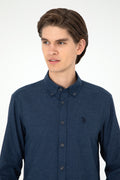 Men's Navy Blue Long Sleeve Basic Shirt