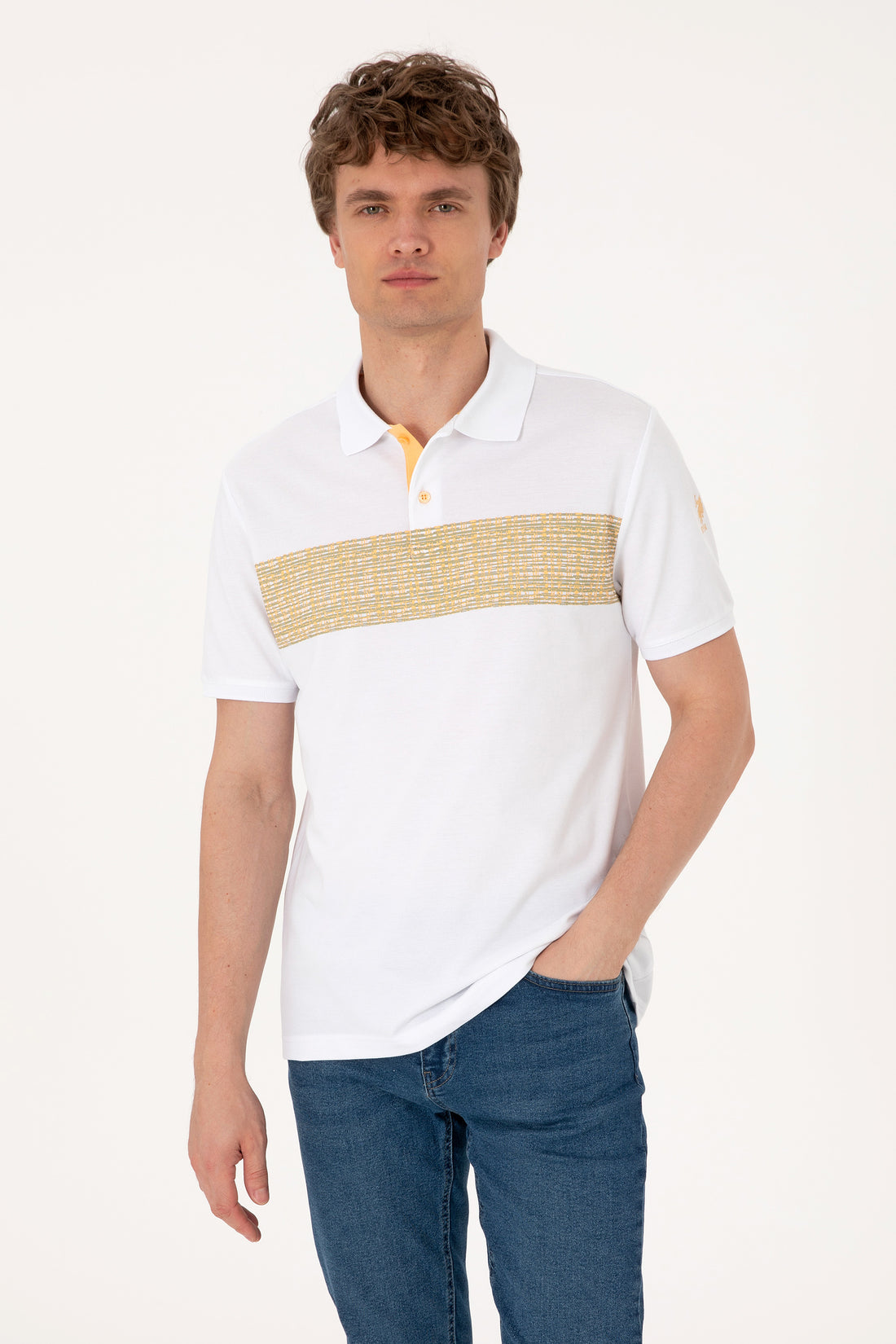 Men's Regular Fit Polo Neck White T-Shirt
