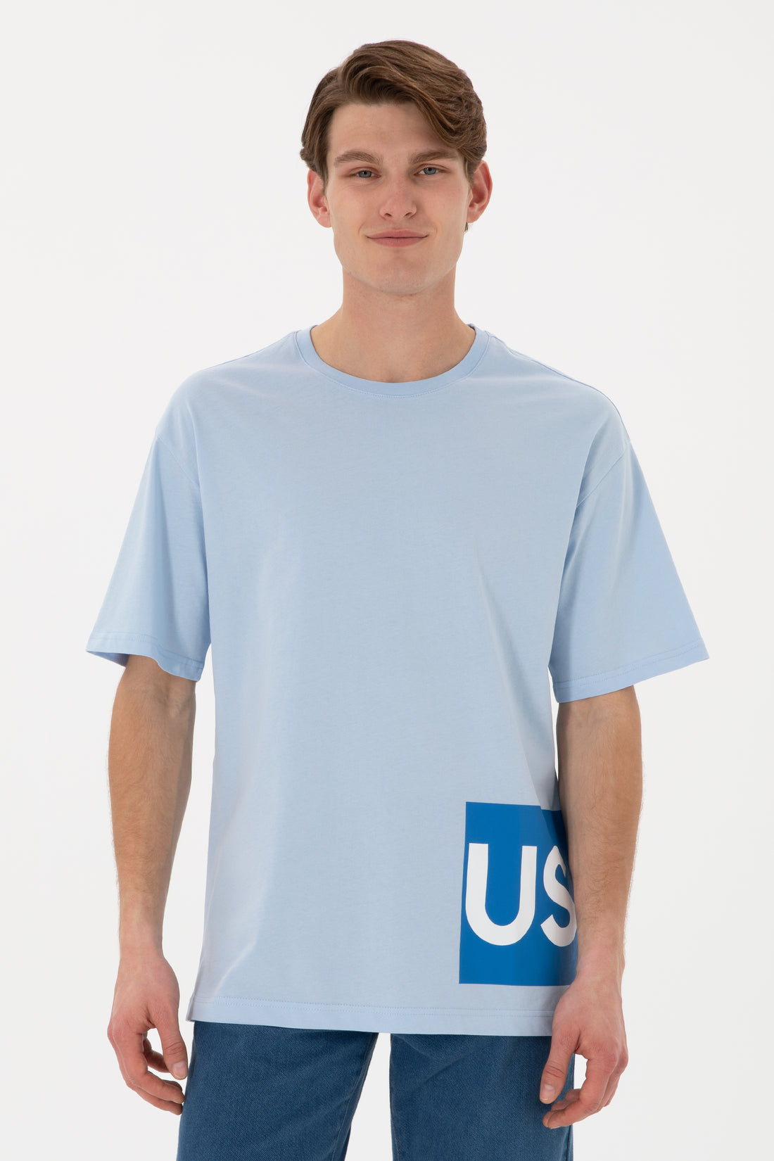 Men's Comfort Fit Crew Neck Light Blue T-Shirt