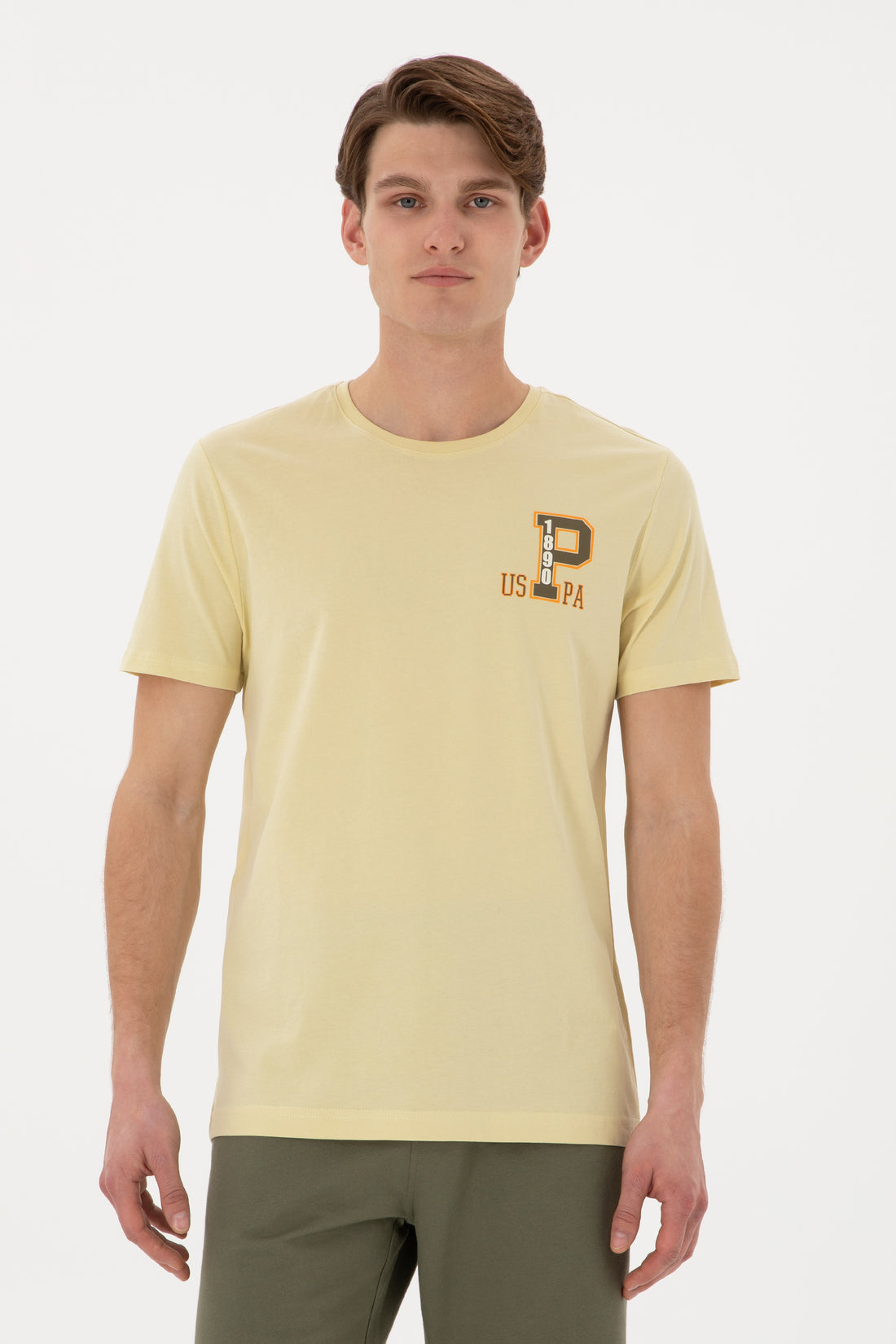 Men's Regular Fit Crew Neck Light Khaki T-Shirt