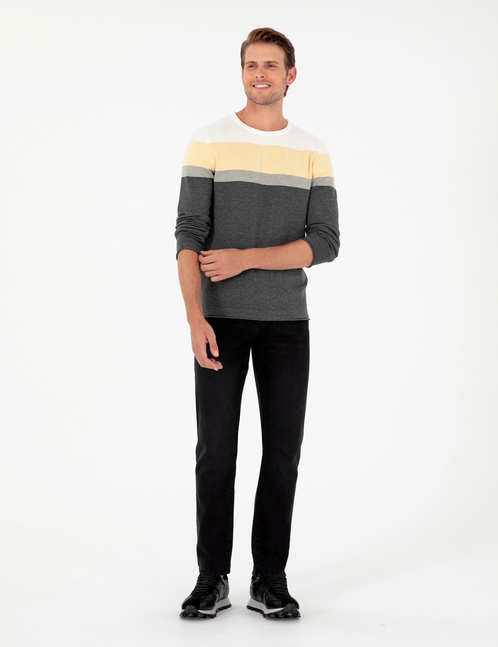 Light Grey Melange Slim Fit Sweater