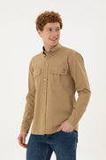 Men's Khaki Long Sleeve Shirt