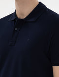 Navy Blue Slim Fit No-Fold Polo Neck Basic T-Shirt
