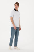 Men's Regular Fit Polo Neck White Basic T-Shirt