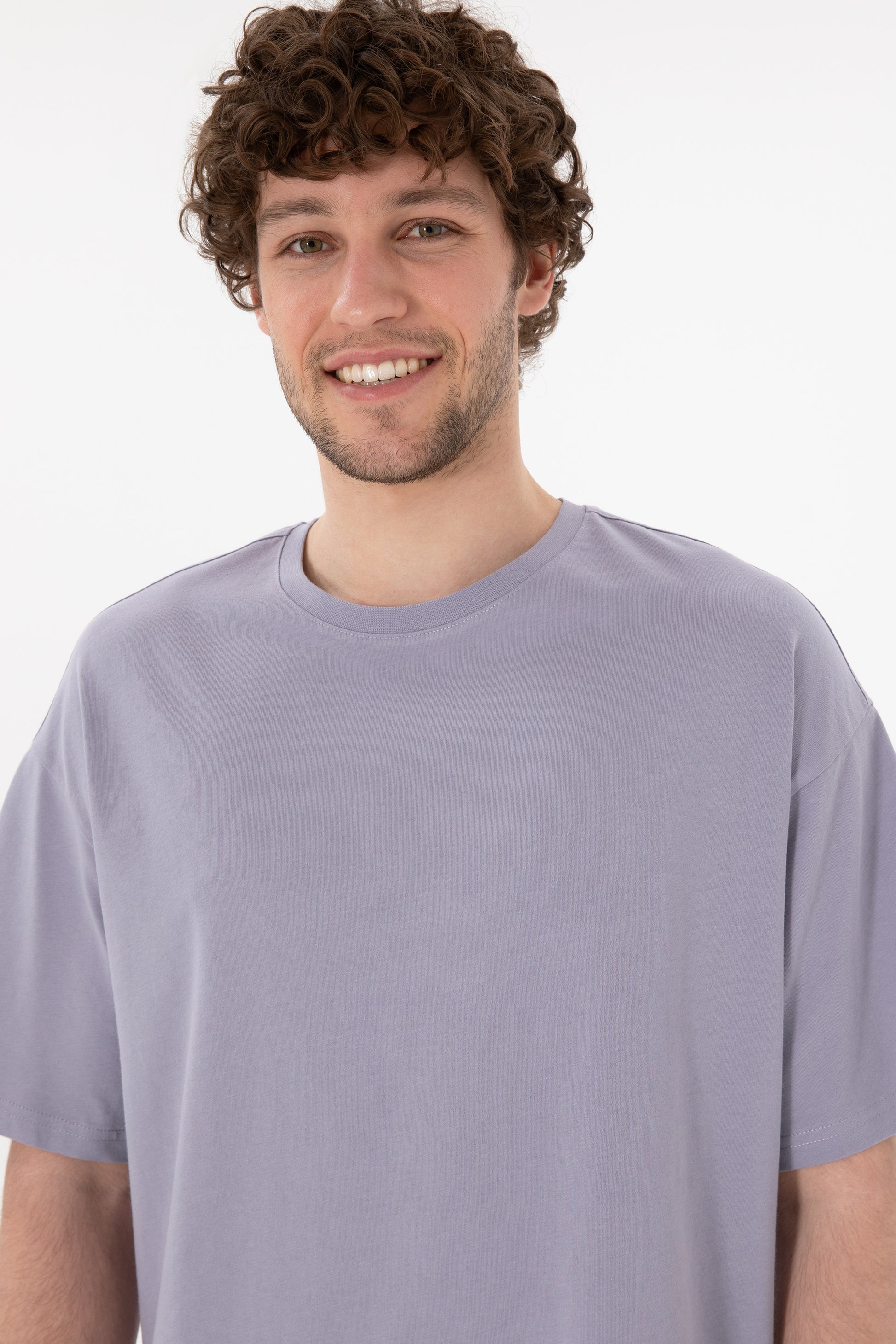 Men's Oversize Fit Crew Neck Grey T-Shirt