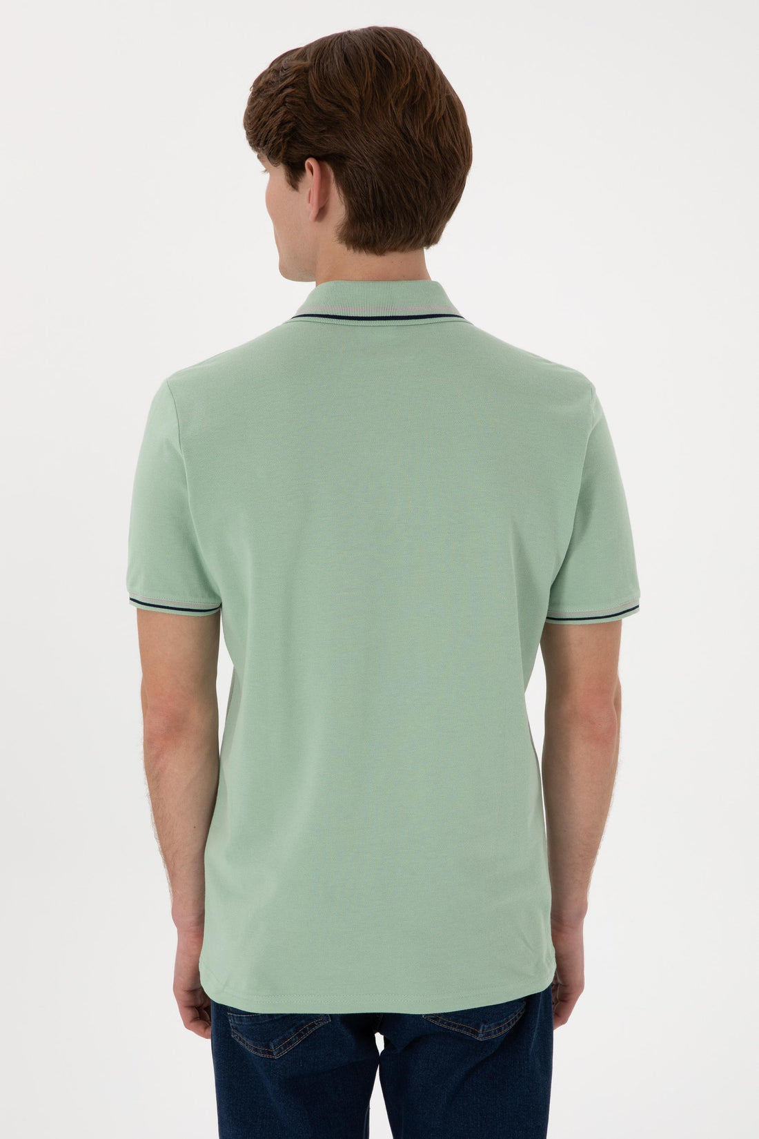U.S. Polo Assn. - Men's Regular Fit Polo Neck Water Green Basic T-Shirt - L / Green / Regular