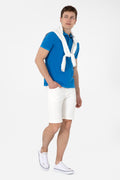 Men's Slim Fit Polo Neck Cobalt Wash Basic T-Shirt