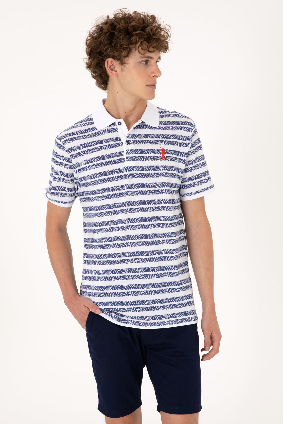 Men's Regular Fit Polo Neck Light Navy T-Shirt