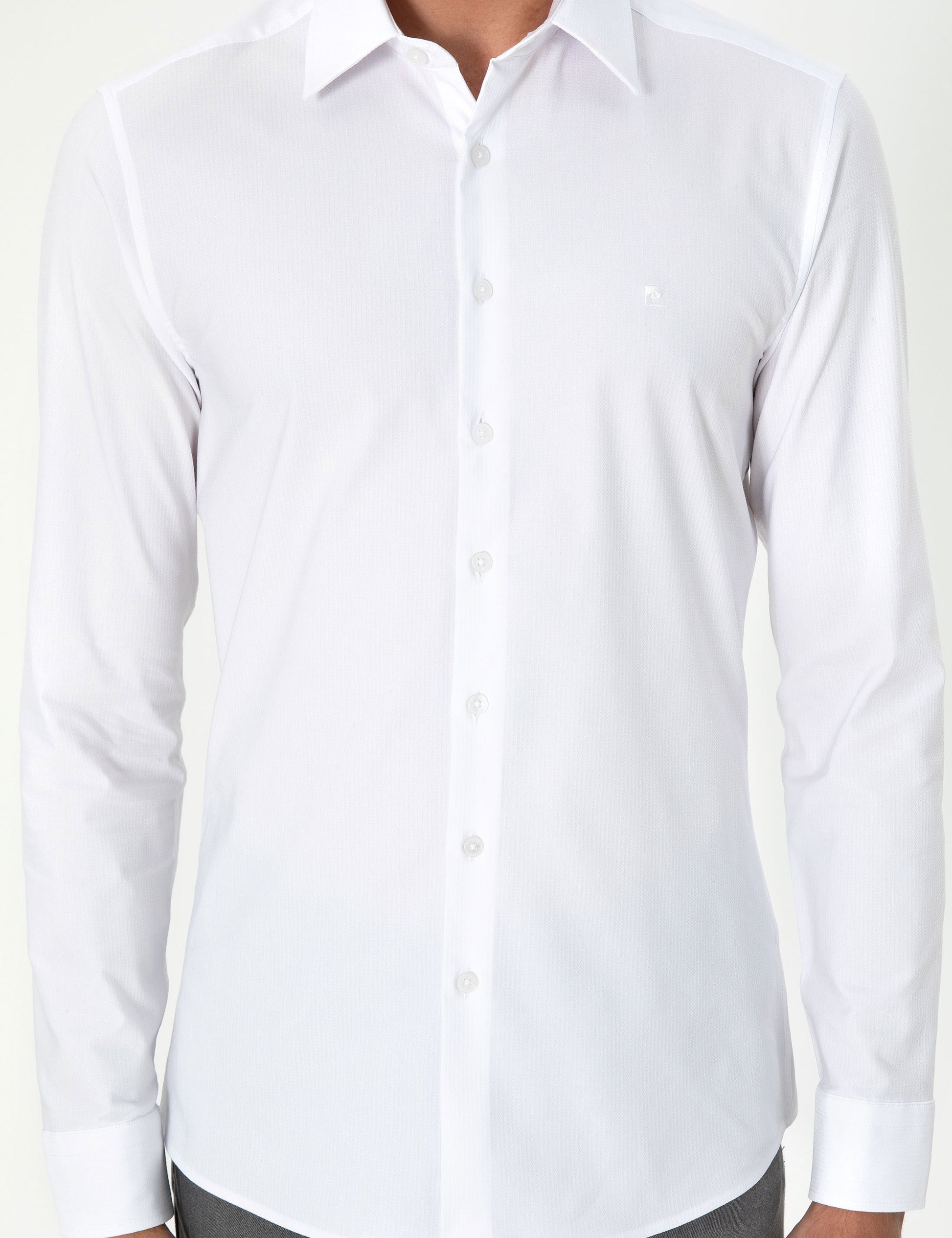 White Ex. Slim Fit Long Sleeve Shirt