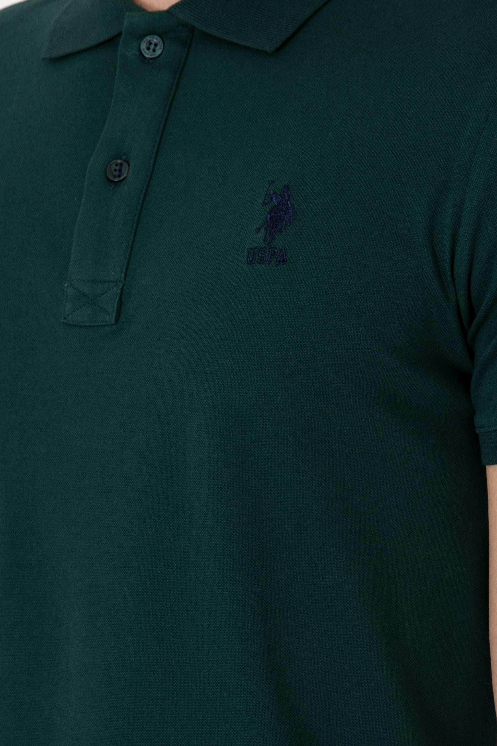 Men's Slim Fit Polo Neck Dark Green Basic T-Shirt