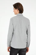 Men's Light Grey Long Sleeve Basic Shirt