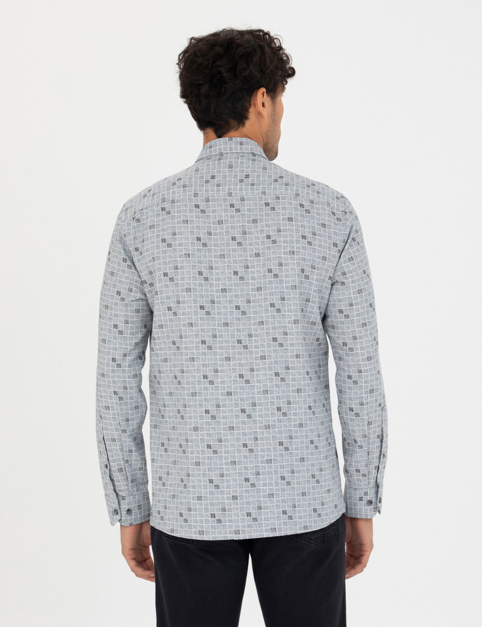 Blue Slim Fit Long Sleeve Shirt