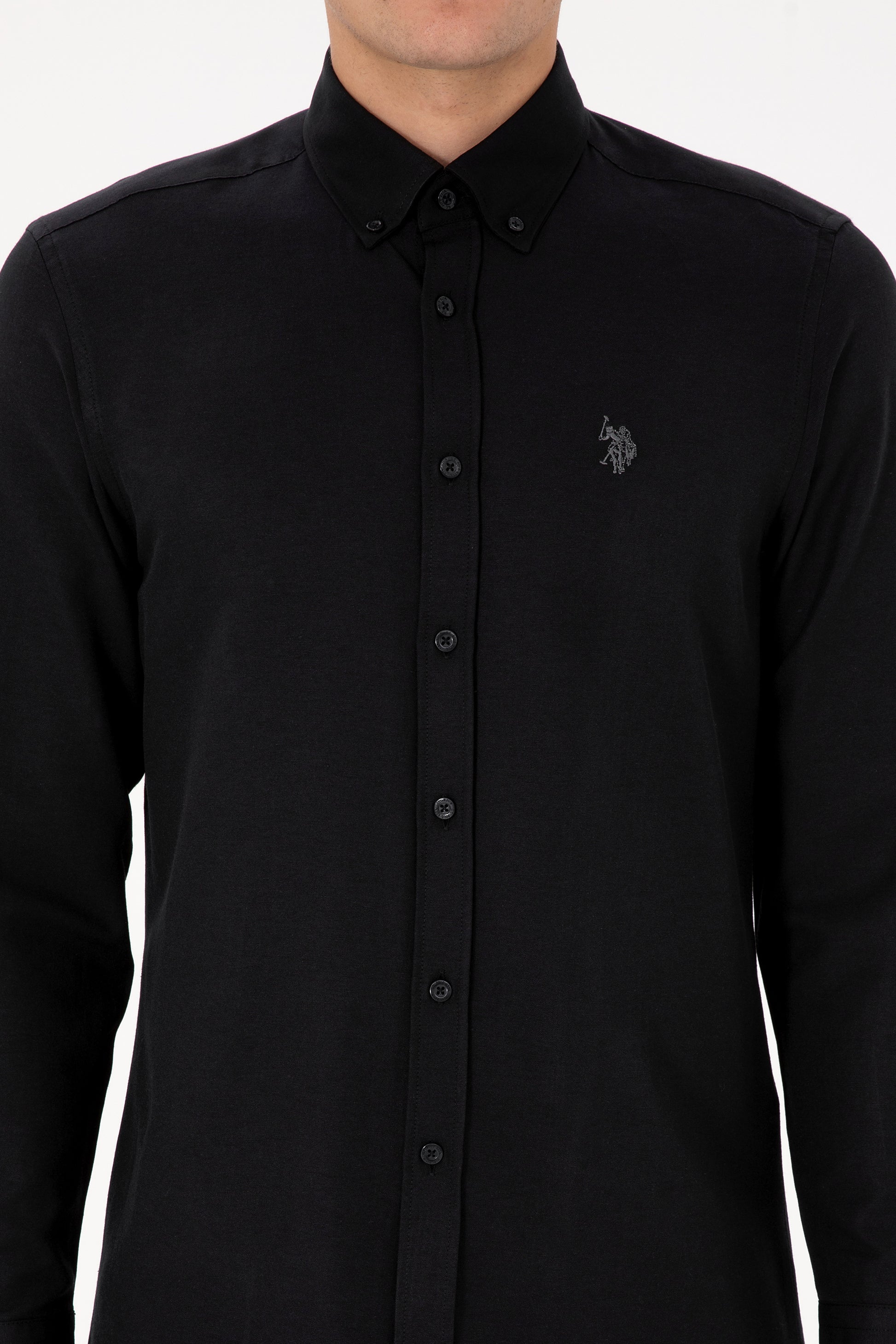 Men's Black Long Sleeve Basic Shirt