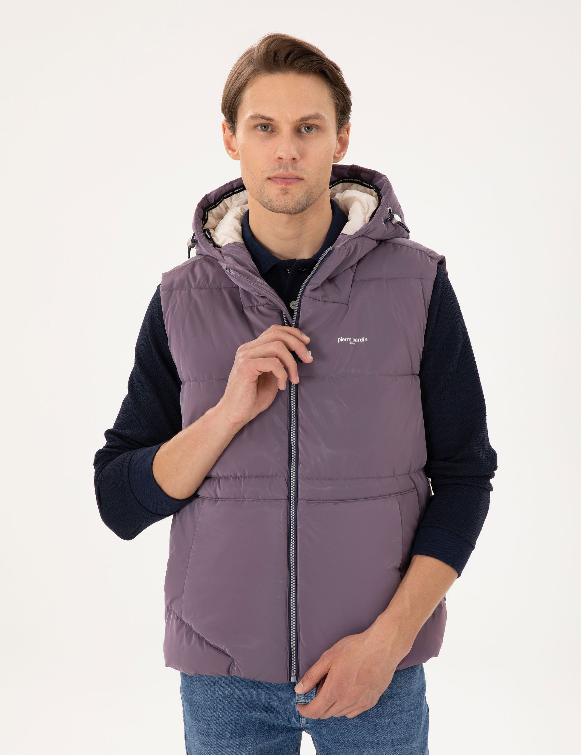 Purple Hooded Inflatable Warm Vest