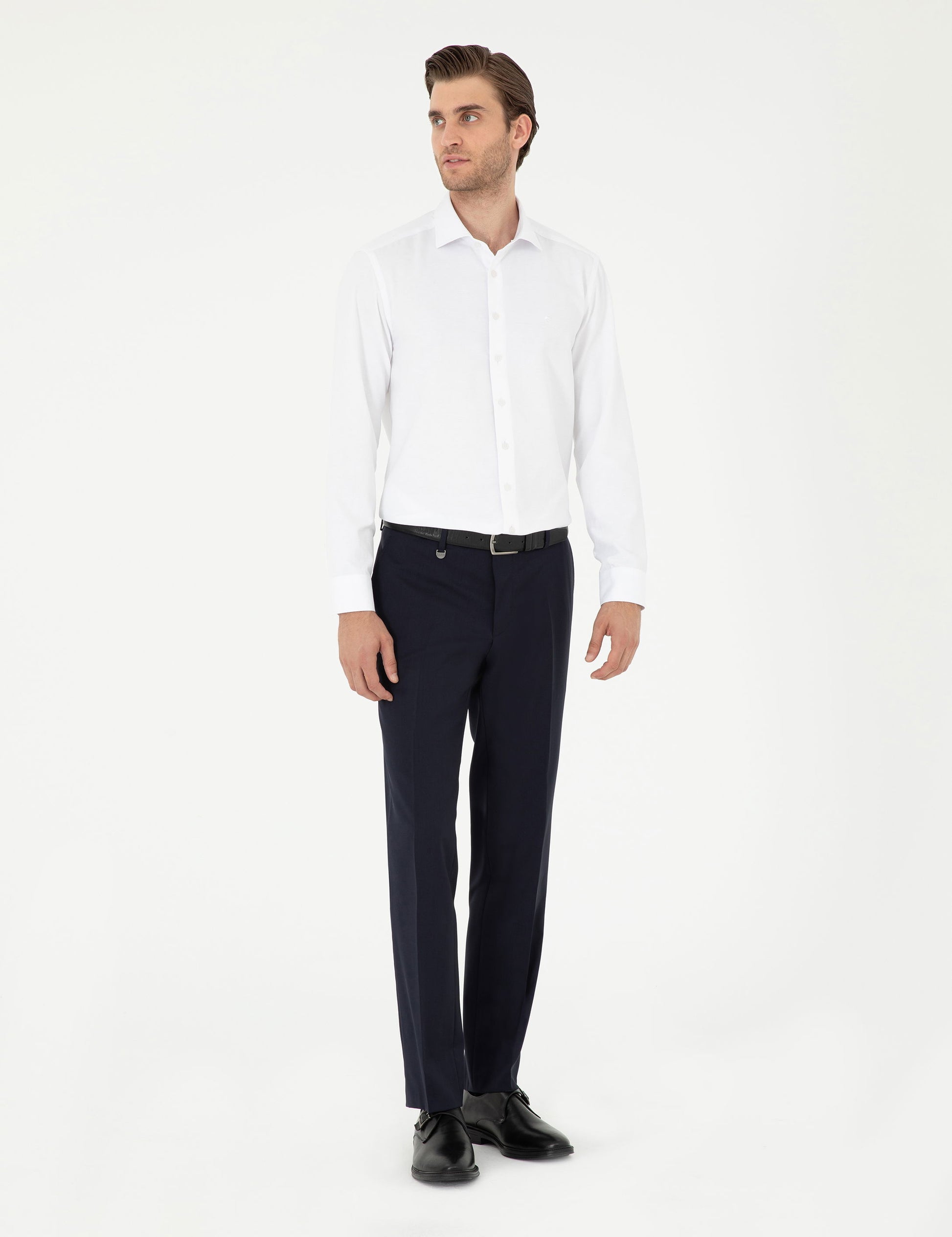 White Slim Fit Chunky Long Sleeve Shirt