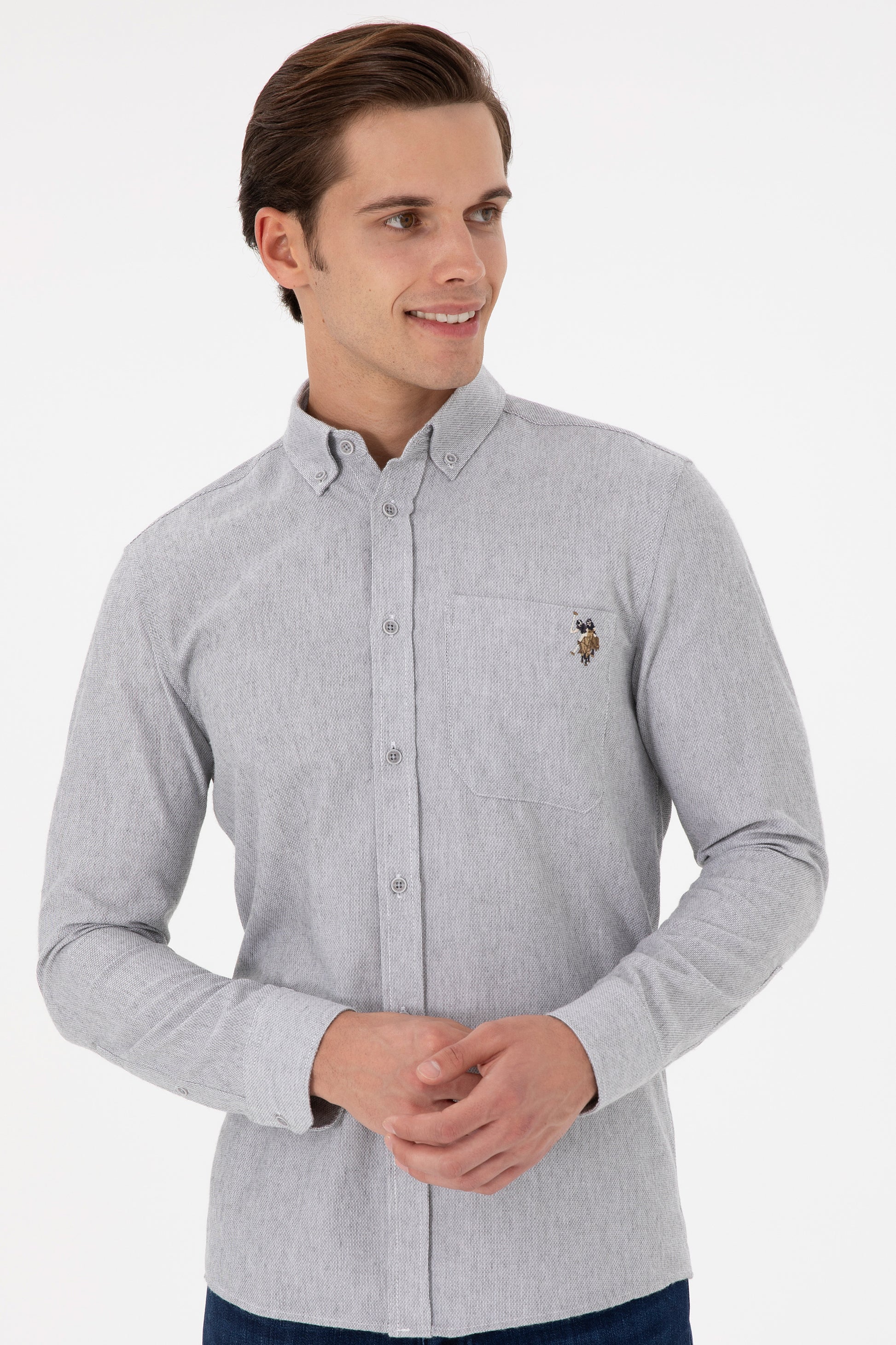 Men's Grey Long Sleeve Shirt