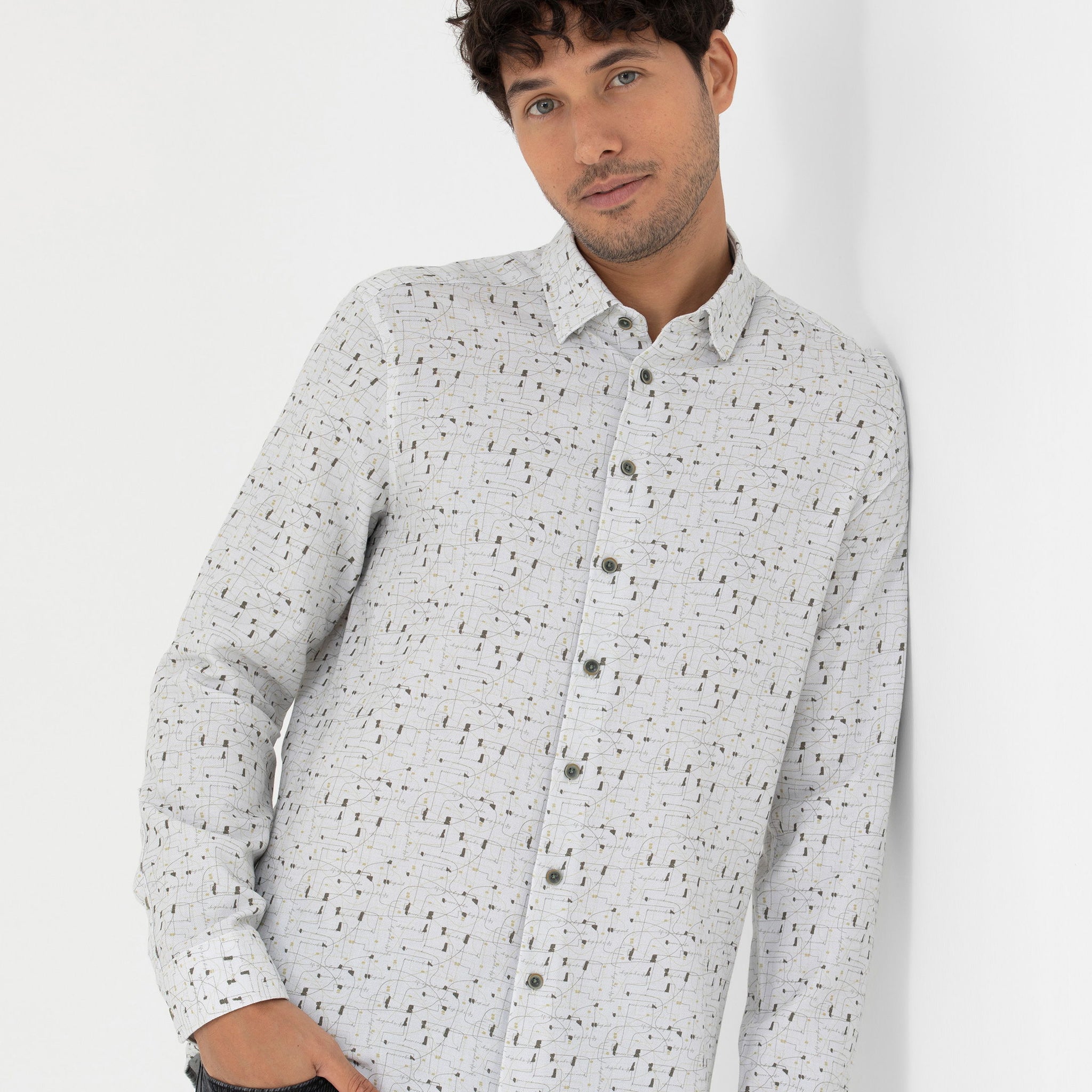 Grey Slim Fit Long Sleeve Shirt