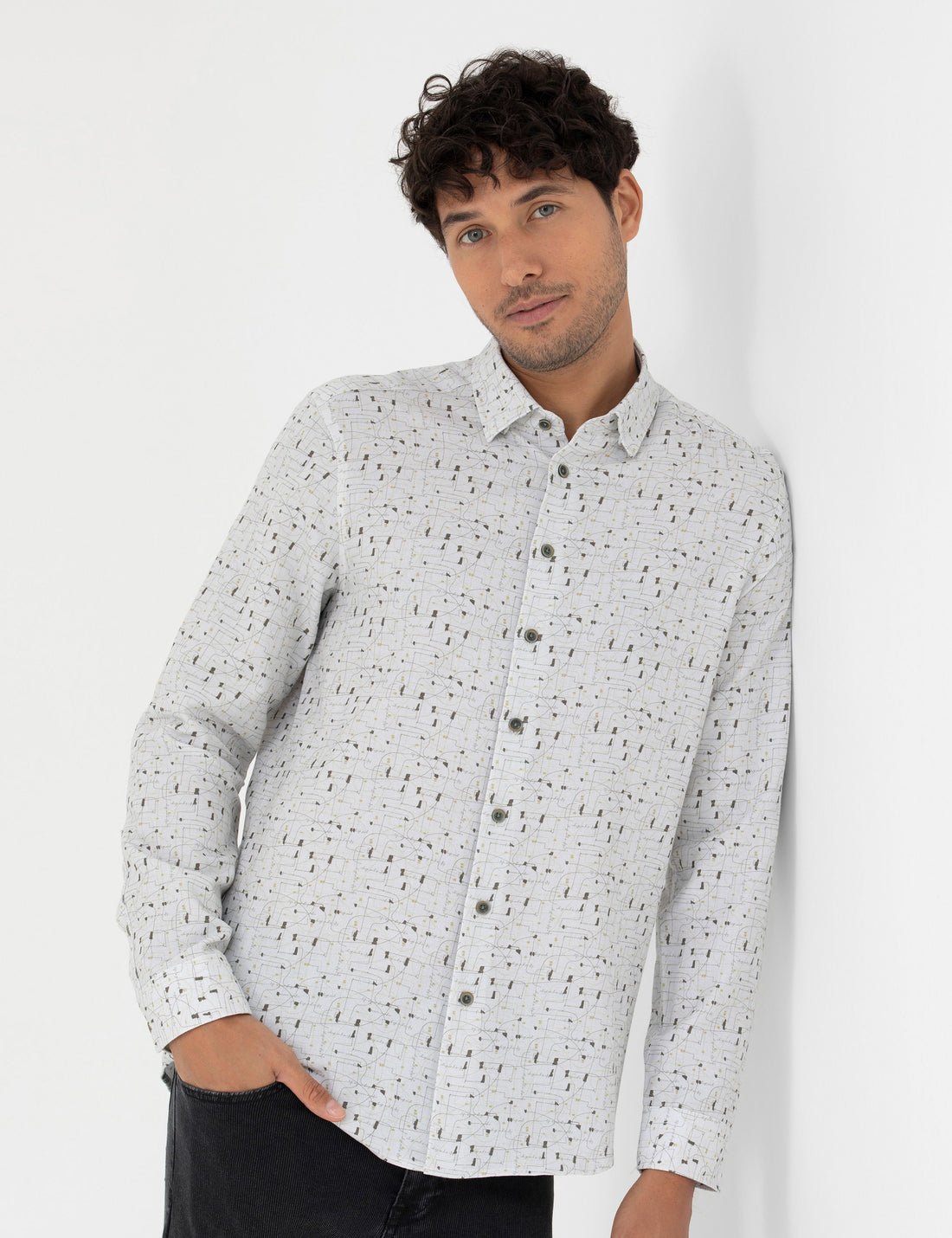 Grey Slim Fit Long Sleeve Shirt