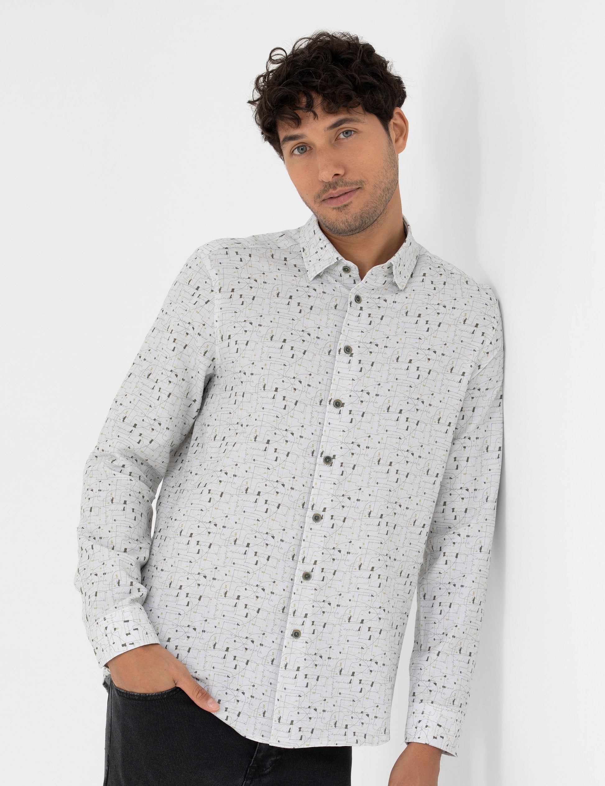 Grey Slim Fit Long Sleeve Shirt