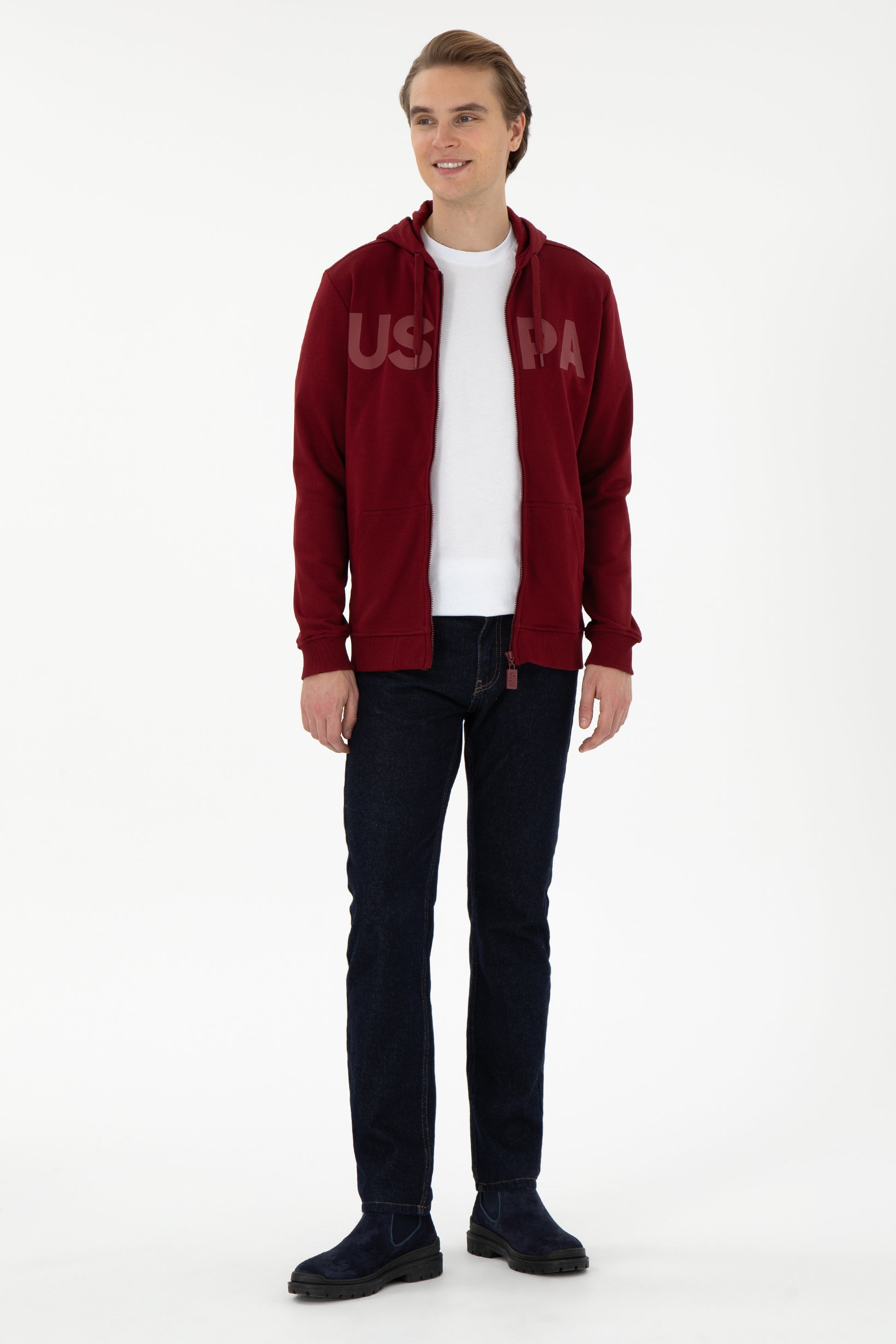 Men's Burgundy Knitted Cardigan