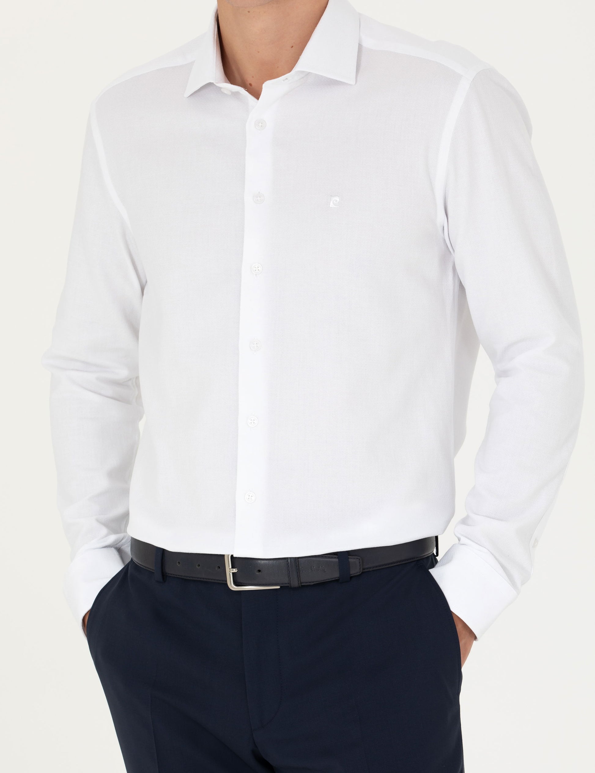 White Slim Fit Long Sleeve Shirt