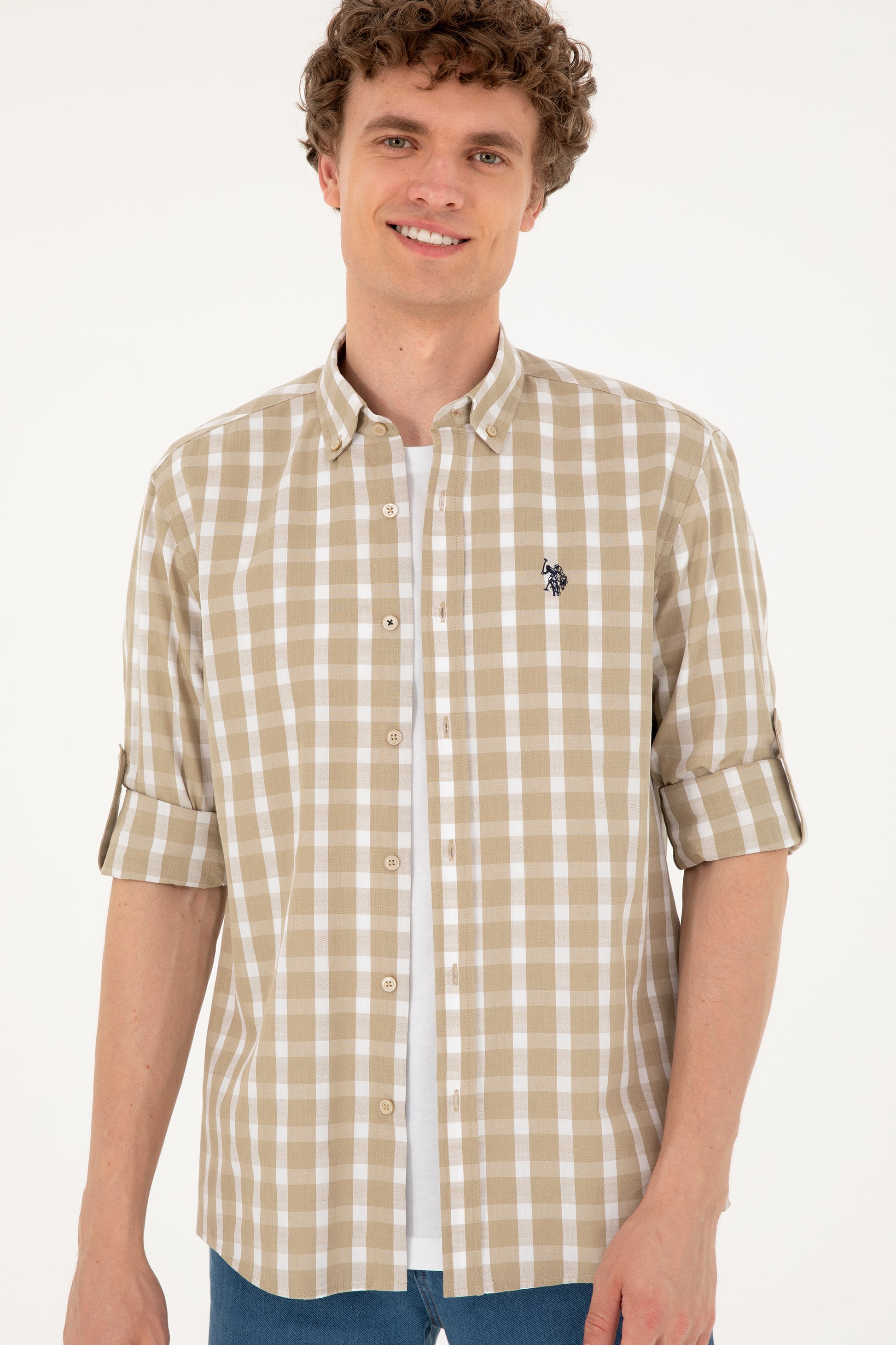 Men's Light Khaki Long Sleeve Shirt