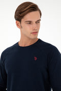 Men's Regular Fit Crew Neck Navy Basic Sweatshirt