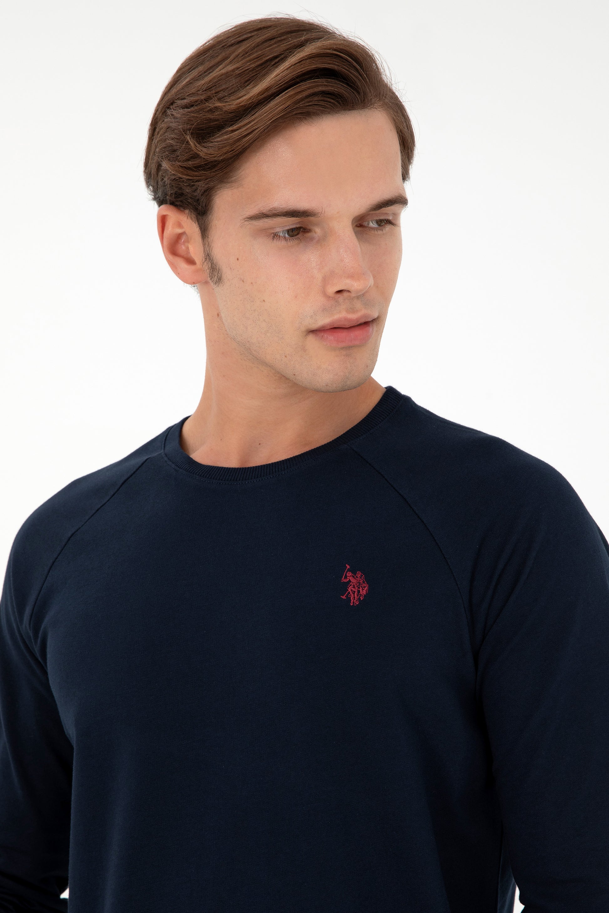 Men's Regular Fit Crew Neck Navy Basic Sweatshirt