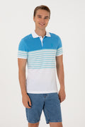 Men's Regular Fit Polo Neck Turquoise T-shirt